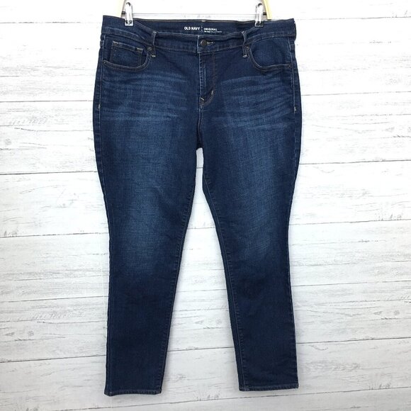 Old Navy Women's Jeans Original Straight Leg Mid Rise Dark Wash Stretch size 14S - Picture 1 of 8